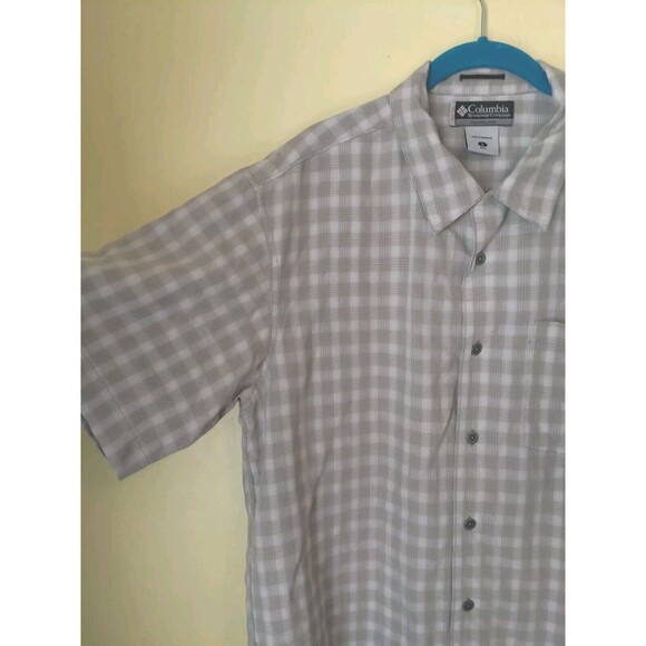 Nice COLUMBIA XCO Mens Plaid Short Sleeve Button Khaki Tan Cotton Shirt Sz L - Picture 2 of 11